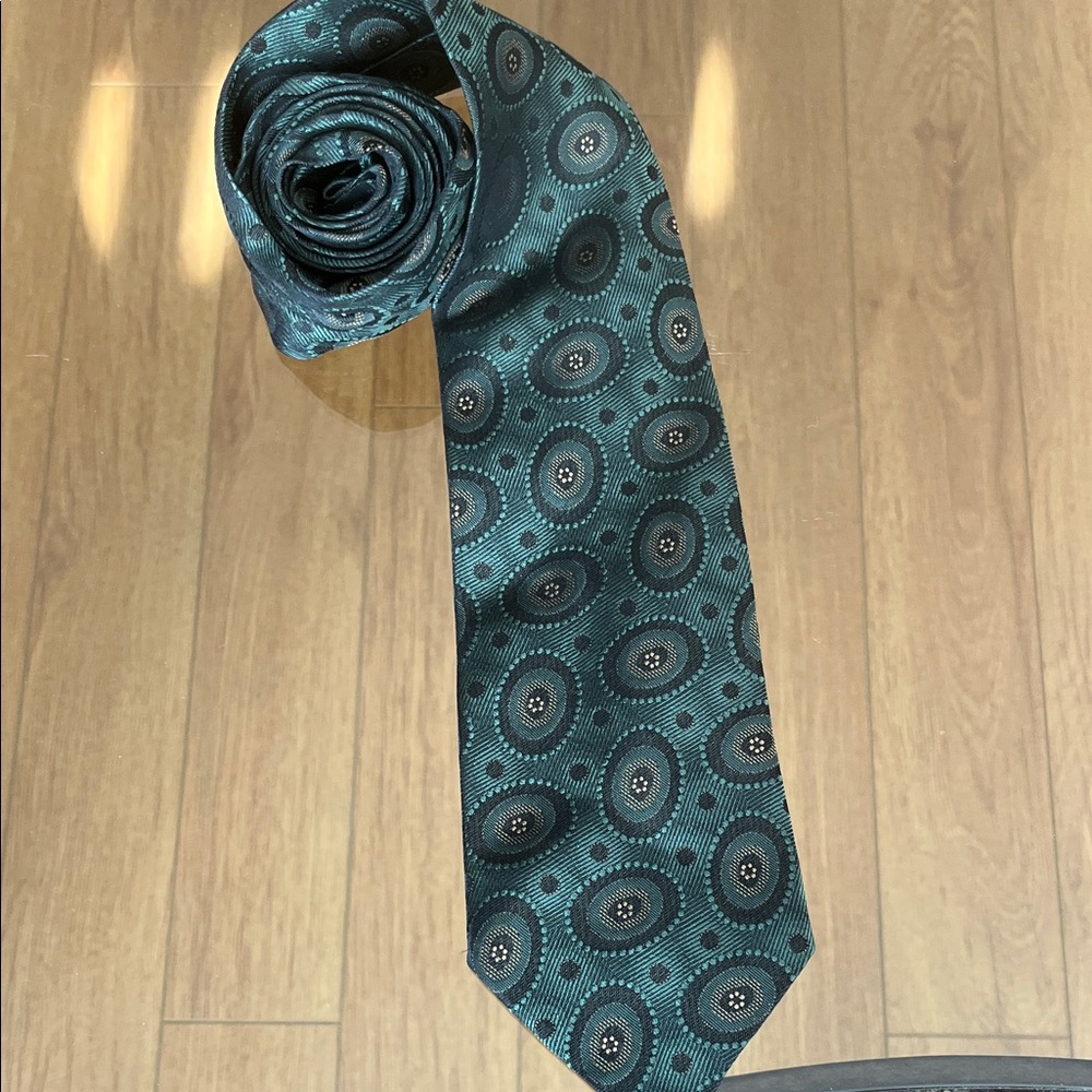 OLD ASCOT | Vintage Elegant Teal Patterned Men's Tie